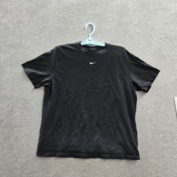 Nike Women Top Shirt Medium Black Center Swoosh Oversized Crew Neck Pullover - Picture 1 of 11